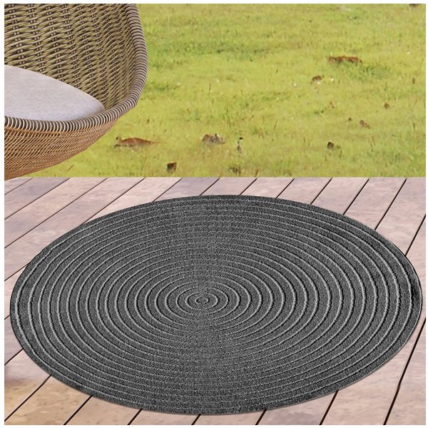 Carpetia Outdoorteppich Modernes Musterdesign, rund, Höhe: 5 mm, wetterfest, pflegeleicht, strapazierfähig