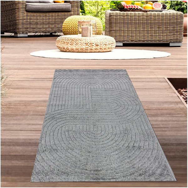 Carpetia Outdoorteppich Modernes Musterdesign, rechteckig, Höhe: 5 mm, wetterfest, pflegeleicht, strapazierfähig