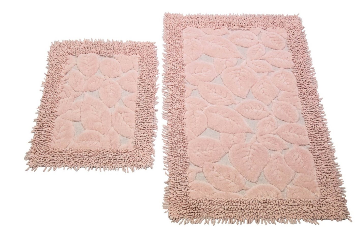 Carpetia Teppich Badematten Set 2-teilig Blätter Design rutschfest waschbar - rosa, rechteckig, Höhe: 7.5 mm – Bild 2 von 5