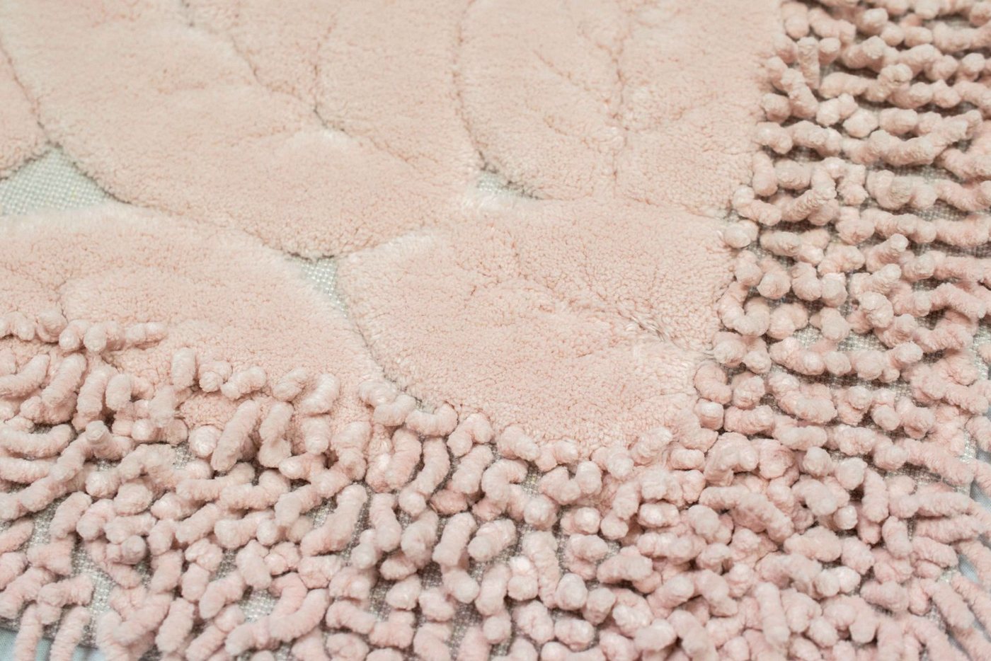 Carpetia Teppich Badematten Set 2-teilig Blätter Design rutschfest waschbar - rosa, rechteckig, Höhe: 7.5 mm – Bild 3 von 5