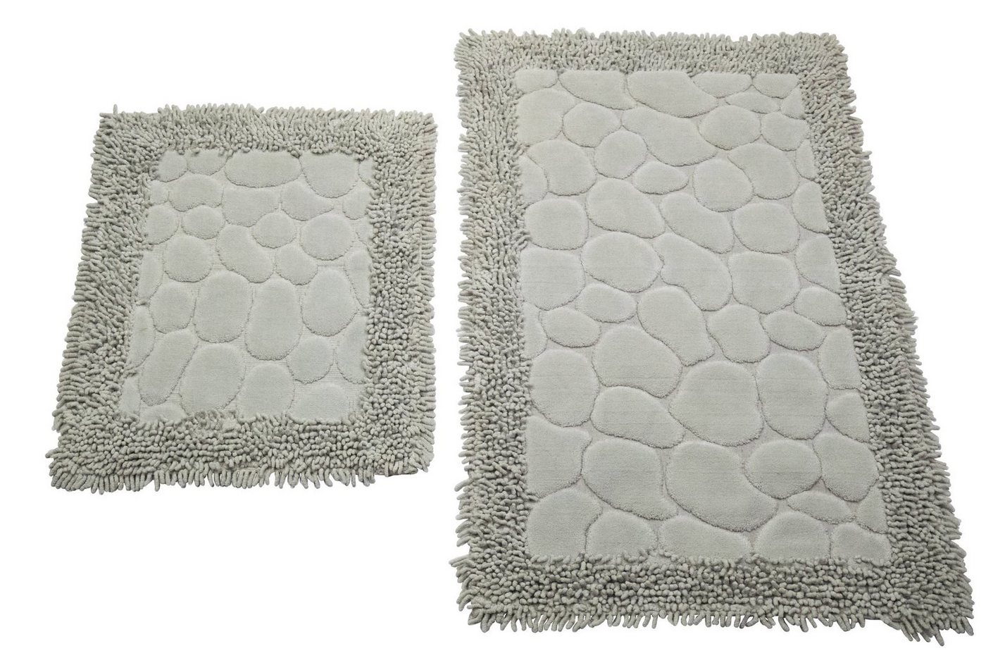 Carpetia Teppich Badematten Set 2-teilig Steinoptik rutschfest waschbar - grau, Rechteckig, Höhe: 7.5 mm – Bild 2 von 5