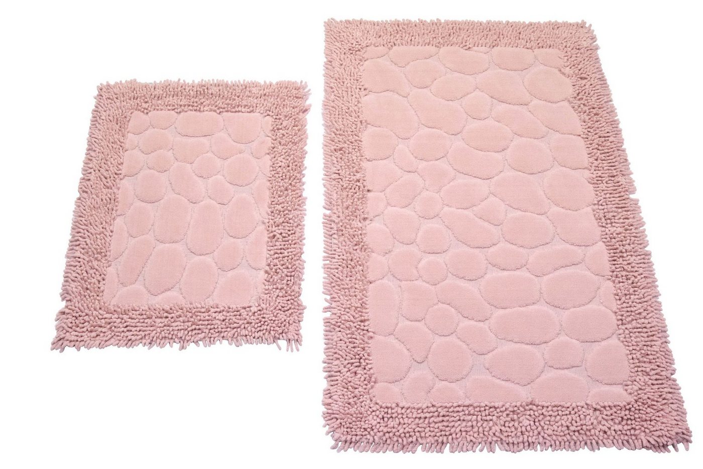 Carpetia Teppich Badematten Set 2-teilig Steinoptik rutschfest waschbar - rosa, rechteckig, Höhe: 7.5 mm – Bild 2 von 4