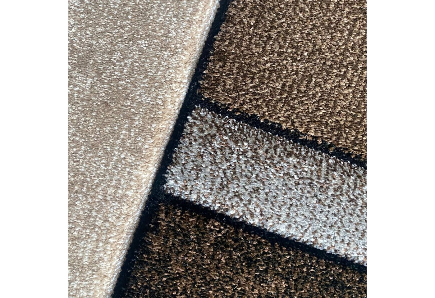 Carpetia Teppich Modern abstrakter Designerteppich mit Rechtecken in beige, rechteckig, Höhe: 13 mm – Bild 3 von 5