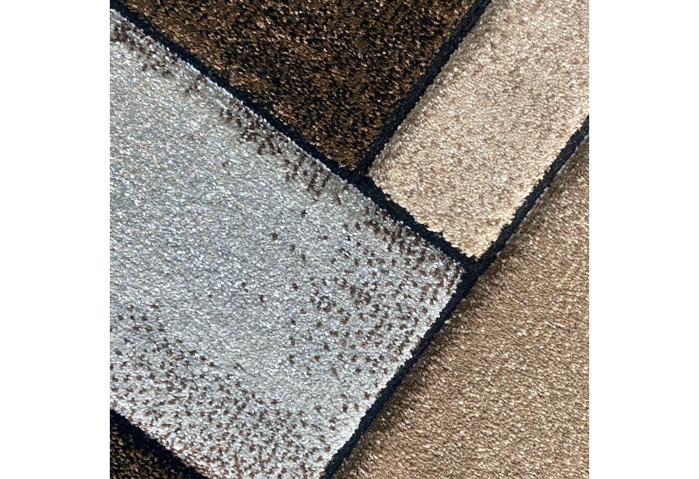 Carpetia Teppich Modern abstrakter Designerteppich mit Rechtecken in beige, rechteckig, Höhe: 13 mm – Bild 4 von 5