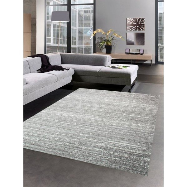 Carpetia Teppich Moderner Teppich Wohnzimmerteppich Kurzflor uni anthrazit grau meliert, rechteckig, Höhe: 8 mm