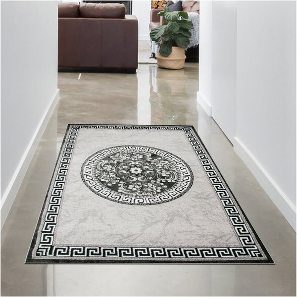 Carpetia Teppich Orientalischer Teppich mit Bordüre & Glitzergarn creme grau, rechteckig, Höhe: 12 mm
