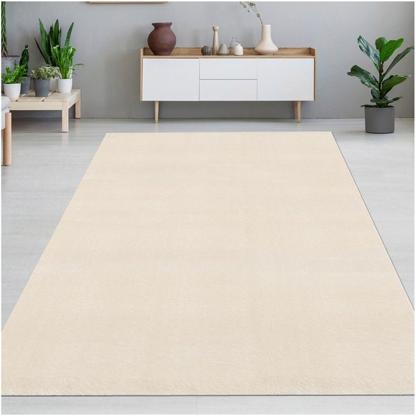 Carpetia Teppich Uni-Optik, rechteckig, Höhe: 13 mm, waschbar rutschhemmend weich