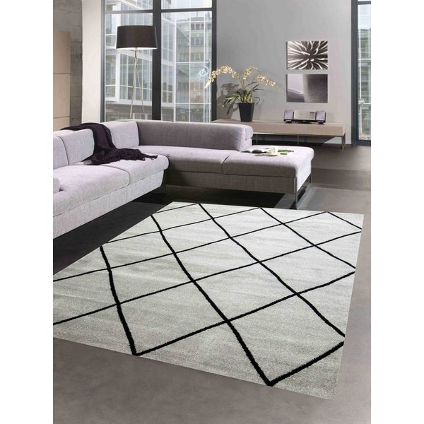 Carpetia Teppich Wohnzimmerteppich Rautenmuster grau schwarz pflegeleicht, rechteckig, Höhe: 8 mm