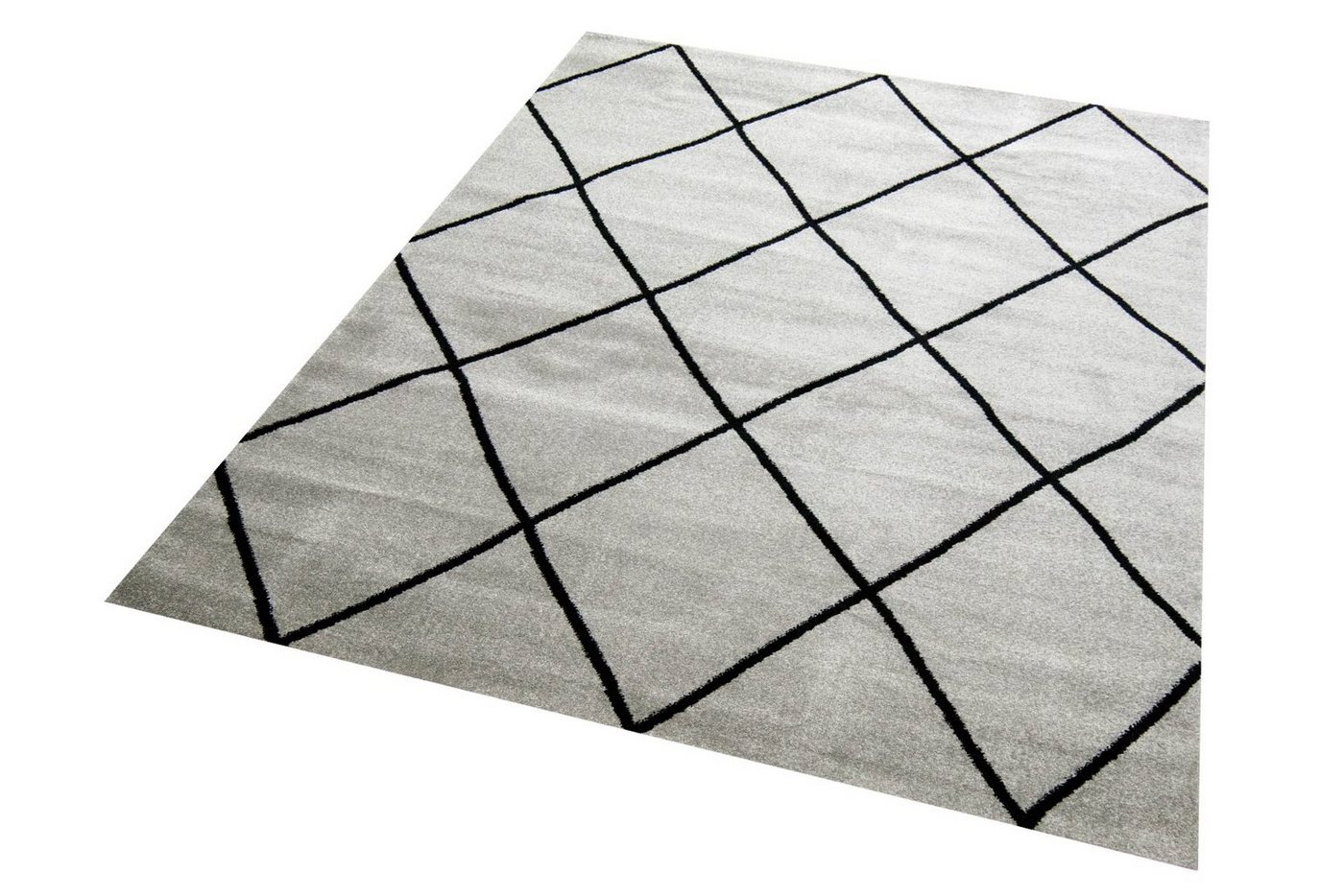 Carpetia Teppich Wohnzimmerteppich Rautenmuster grau schwarz pflegeleicht, rechteckig, Höhe: 8 mm – Bild 2 von 5