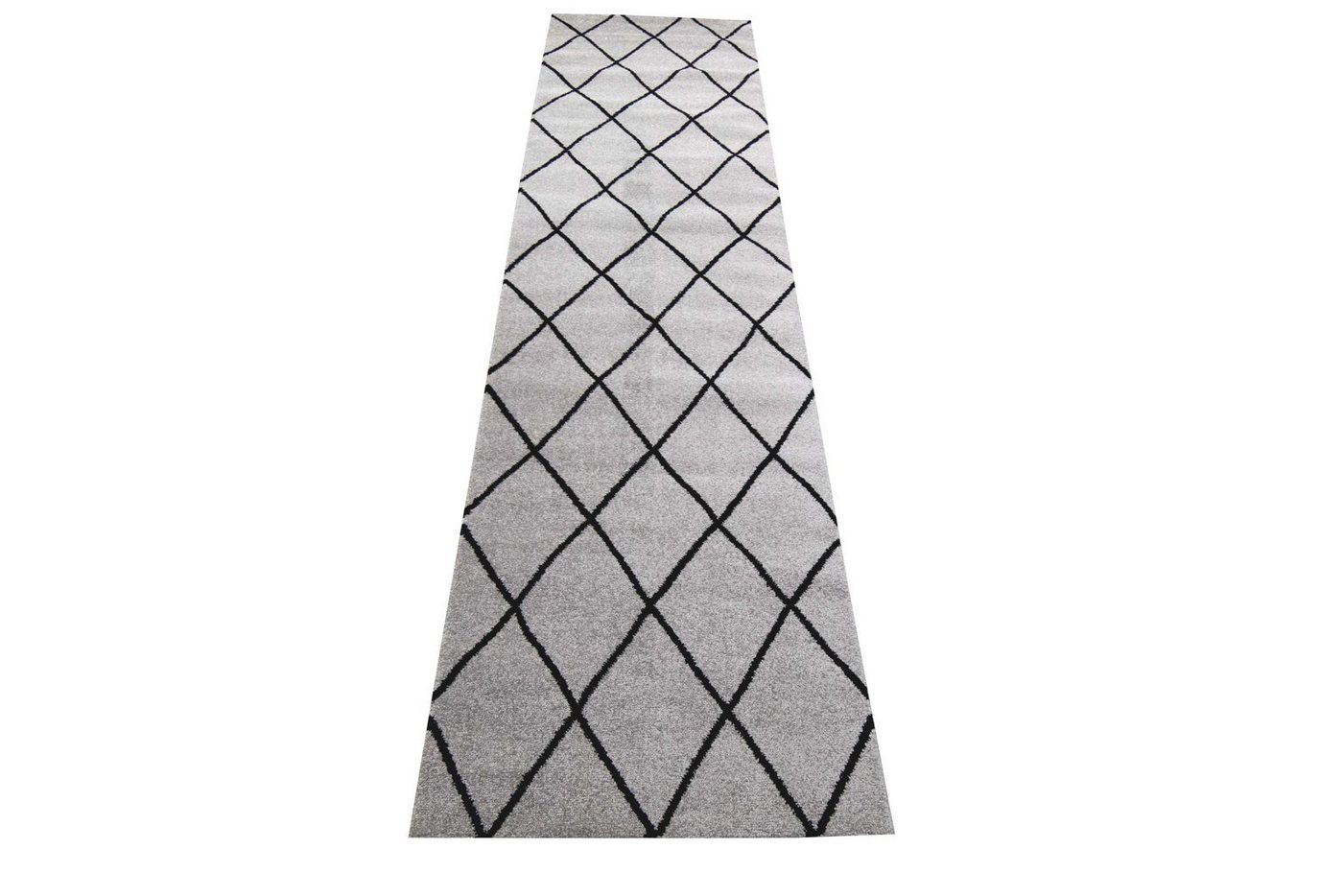 Carpetia Teppich Wohnzimmerteppich Rautenmuster grau schwarz pflegeleicht, rechteckig, Höhe: 8 mm – Bild 3 von 5