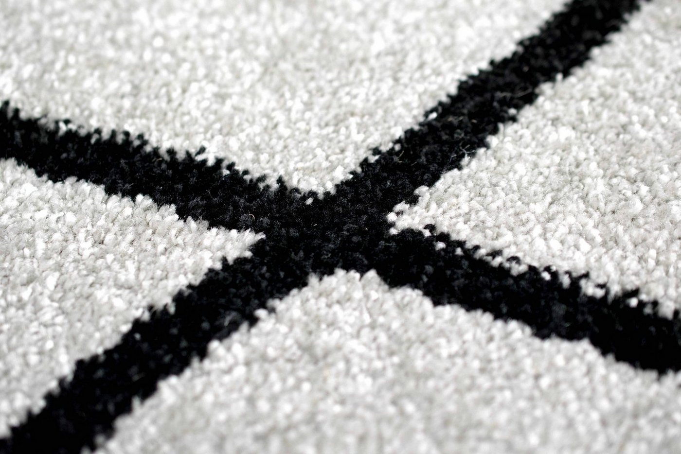 Carpetia Teppich Wohnzimmerteppich Rautenmuster grau schwarz pflegeleicht, rechteckig, Höhe: 8 mm – Bild 4 von 5