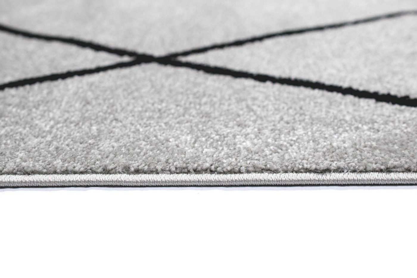 Carpetia Teppich Wohnzimmerteppich Rautenmuster grau schwarz pflegeleicht, rechteckig, Höhe: 8 mm – Bild 5 von 5