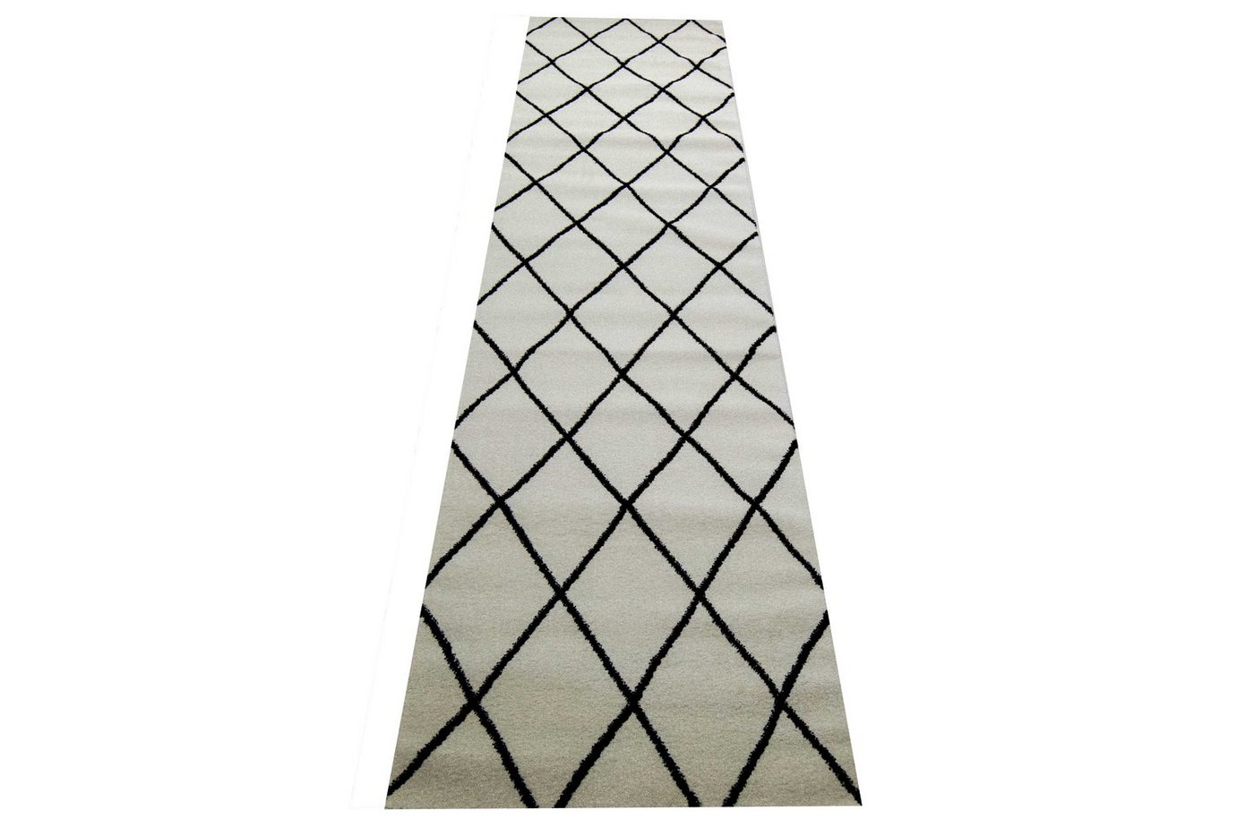 Carpetia Teppich Wohnzimmerteppich Rautenmuster Schwarz Creme pflegeleicht, rechteckig, Höhe: 8 mm – Bild 3 von 5