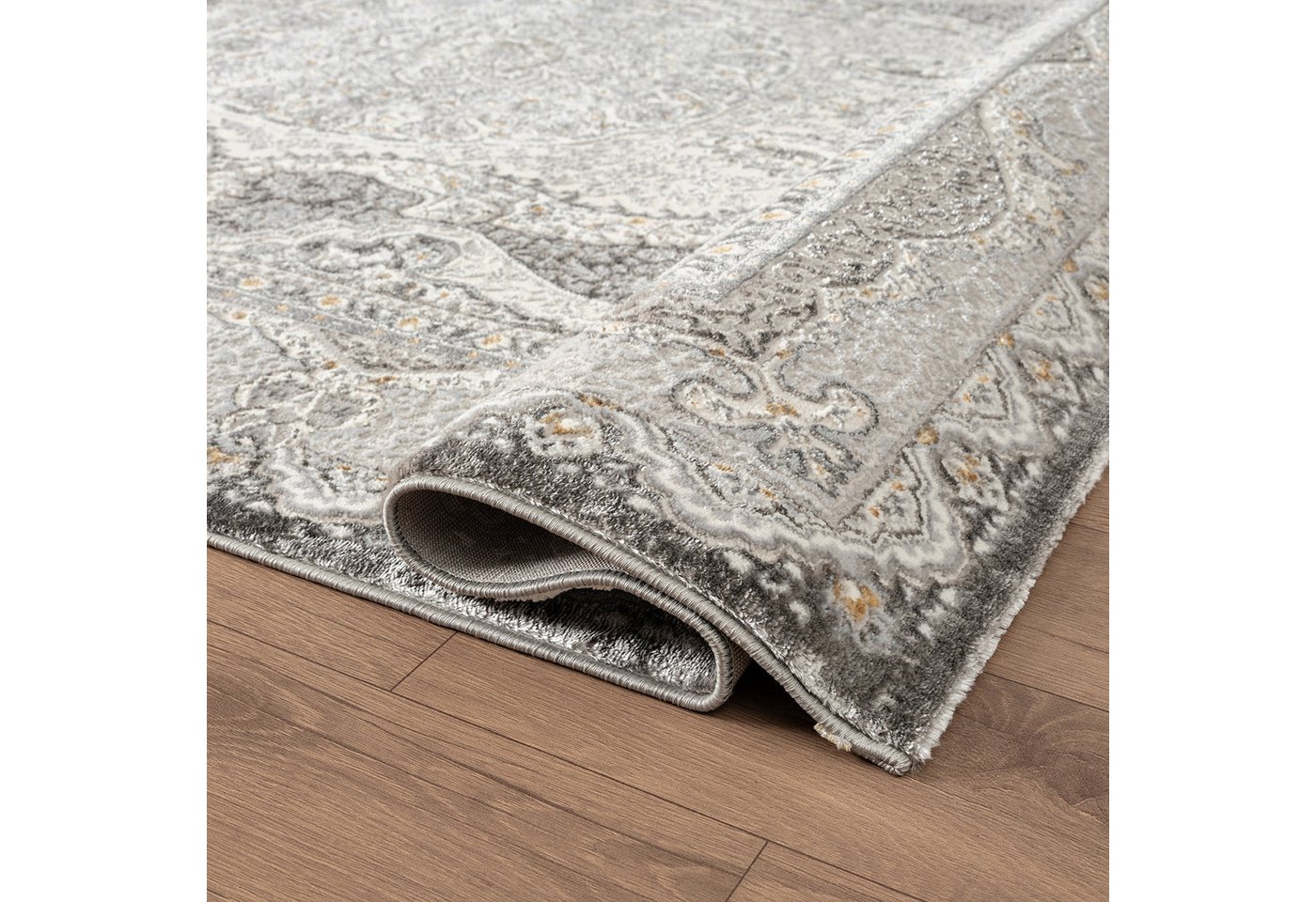 Carpetilla Designteppich Designer Teppich Wohnzimmer Teppich Orient Design Grau_Cream, Rechteckig, Höhe: 10 mm, Wohnzimmer – Bild 3 von 5