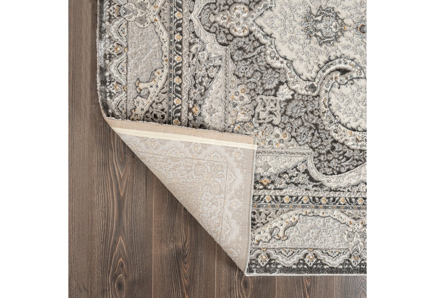Carpetilla Designteppich Designer Teppich Wohnzimmer Teppich Orient Design Grau_Cream, Rechteckig, Höhe: 10 mm, Wohnzimmer – Bild 4 von 5