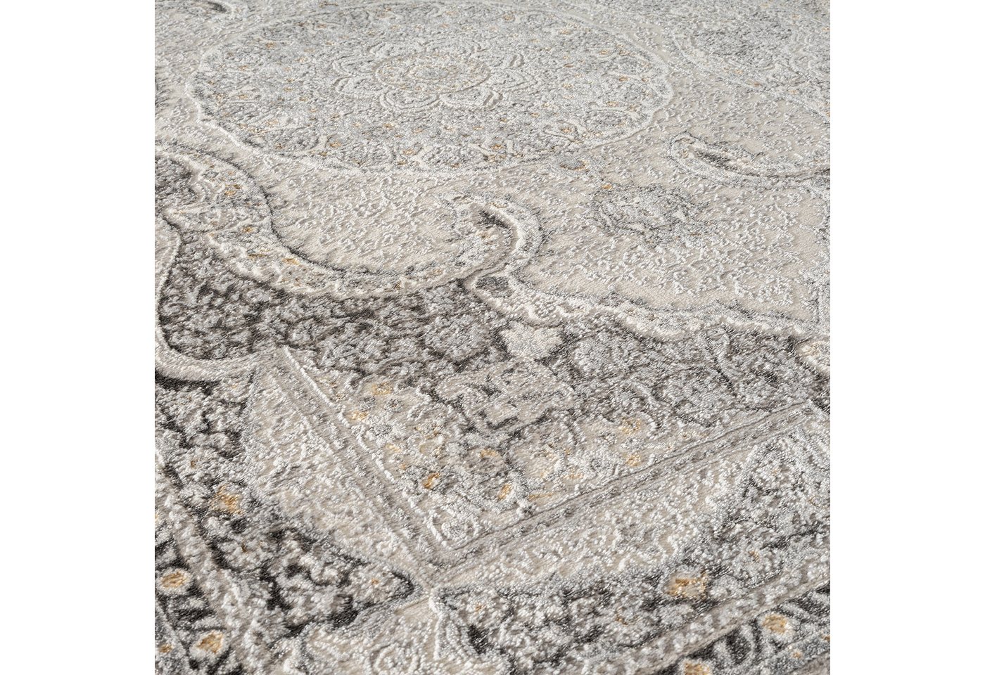 Carpetilla Designteppich Designer Teppich Wohnzimmer Teppich Orient Design Grau_Cream, Rechteckig, Höhe: 10 mm, Wohnzimmer – Bild 5 von 5