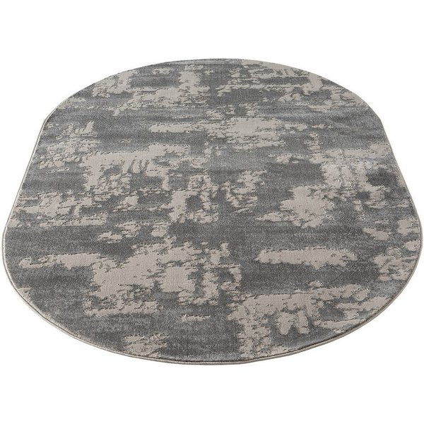 Carpetilla Designteppich Designer Wohnzimmer Teppich abstrakte Musterung Oval Grau, Rechteckig, Höhe: 12 mm, Wohnzimmer