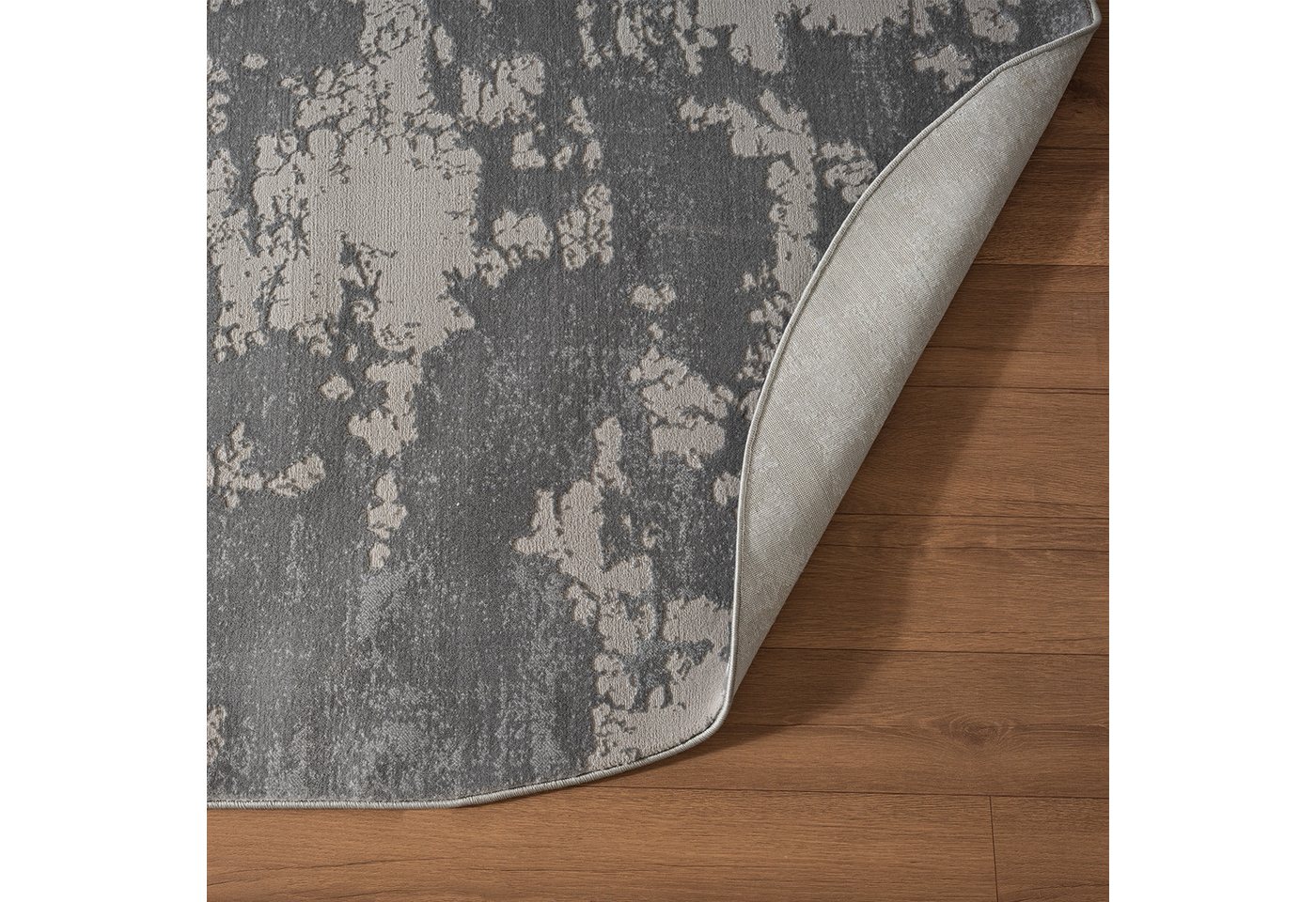 Carpetilla Designteppich Designer Wohnzimmer Teppich abstrakte Musterung Oval Grau, Rechteckig, Höhe: 12 mm, Wohnzimmer – Bild 3 von 4