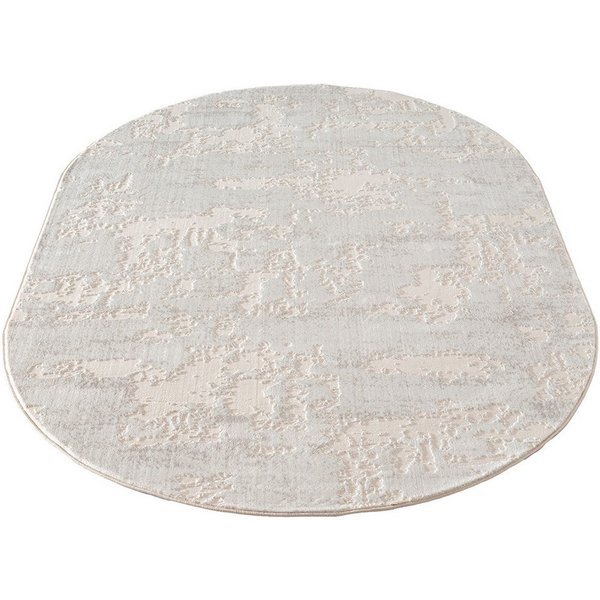 Carpetilla Designteppich Designer Wohnzimmer Teppich abstrakte Musterung Oval Weiß, Rechteckig, Höhe: 12 mm, wohnzimmer