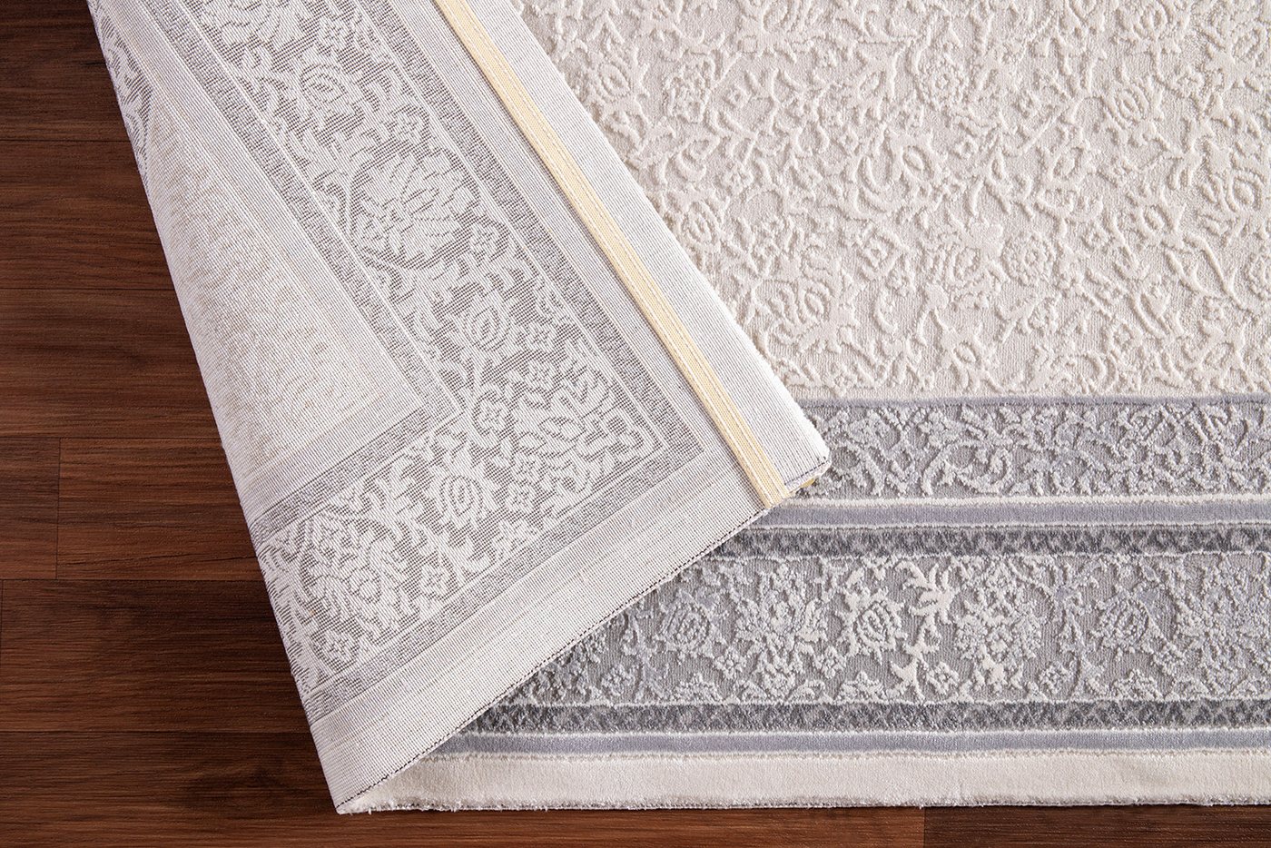 Carpetilla Designteppich Designer Wohnzimmer Teppich Orientisch Rechtetig modern Grau_Cream, Rechtetig, Höhe: 15 mm, Farbecht – Bild 5 von 5