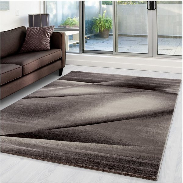 Carpettex Designteppich Abstrakt Design, Läufer, Höhe: 12 mm, Modern Kurzflor Teppich Wohnzimmer Abstrakt Design Braun Pflegeleicht