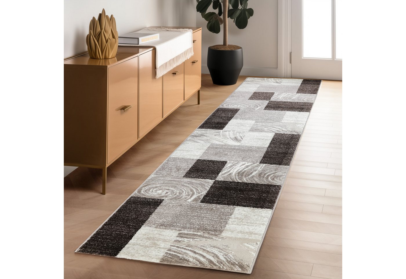 Carpettex Designteppich Abstrakt Kariert Design, Läufer, Höhe: 12 mm, Modern Kurzflor Teppich Wohnzimmer Kariert Design verschidene größen – Bild 3 von 5