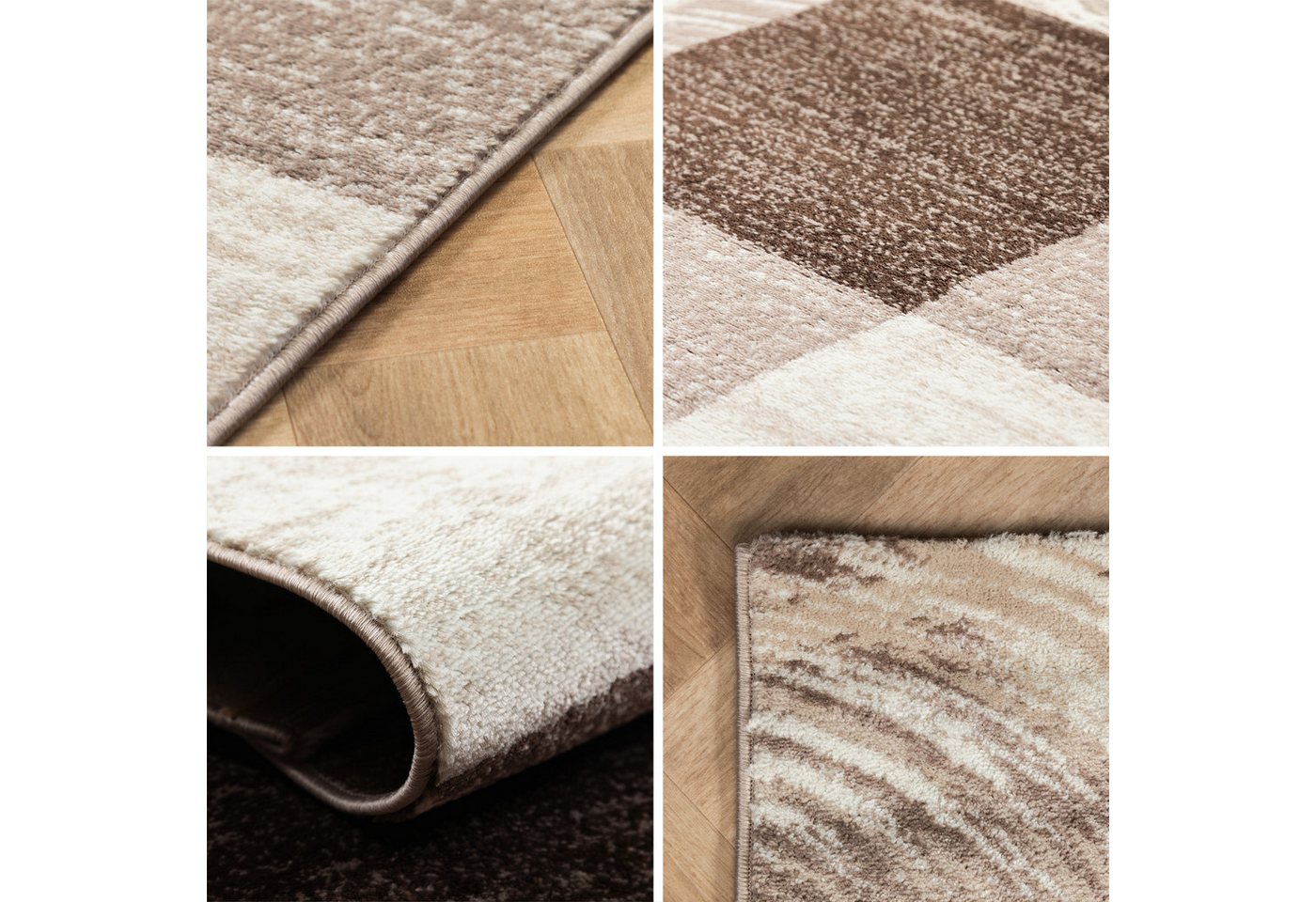 Carpettex Designteppich Abstrakt Kariert Design, Läufer, Höhe: 12 mm, Modern Kurzflor Teppich Wohnzimmer Kariert Design verschidene größen – Bild 4 von 5