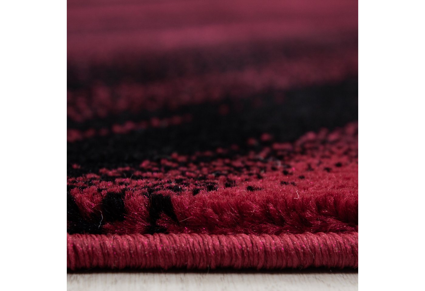 Carpettex Designteppich Abstrakt Wellen Design, Läufer, Höhe: 12 mm, Kurzflor Teppich Wohnzimmer Abstrakt Wellen Design Rot Pflegeleicht – Bild 3 von 5