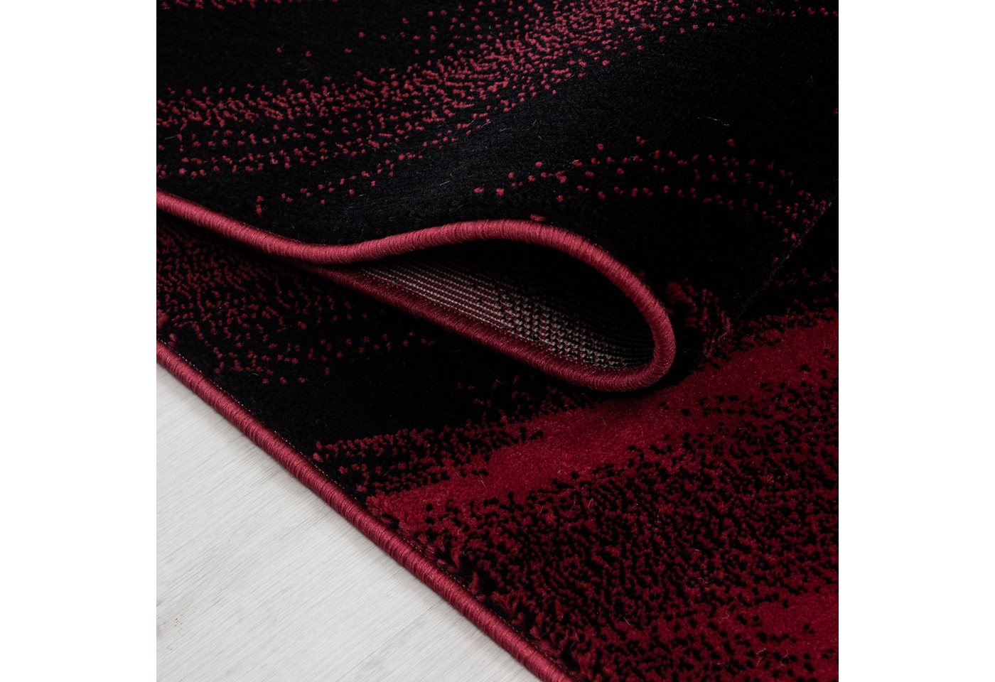 Carpettex Designteppich Abstrakt Wellen Design, Läufer, Höhe: 12 mm, Kurzflor Teppich Wohnzimmer Abstrakt Wellen Design Rot Pflegeleicht – Bild 4 von 5