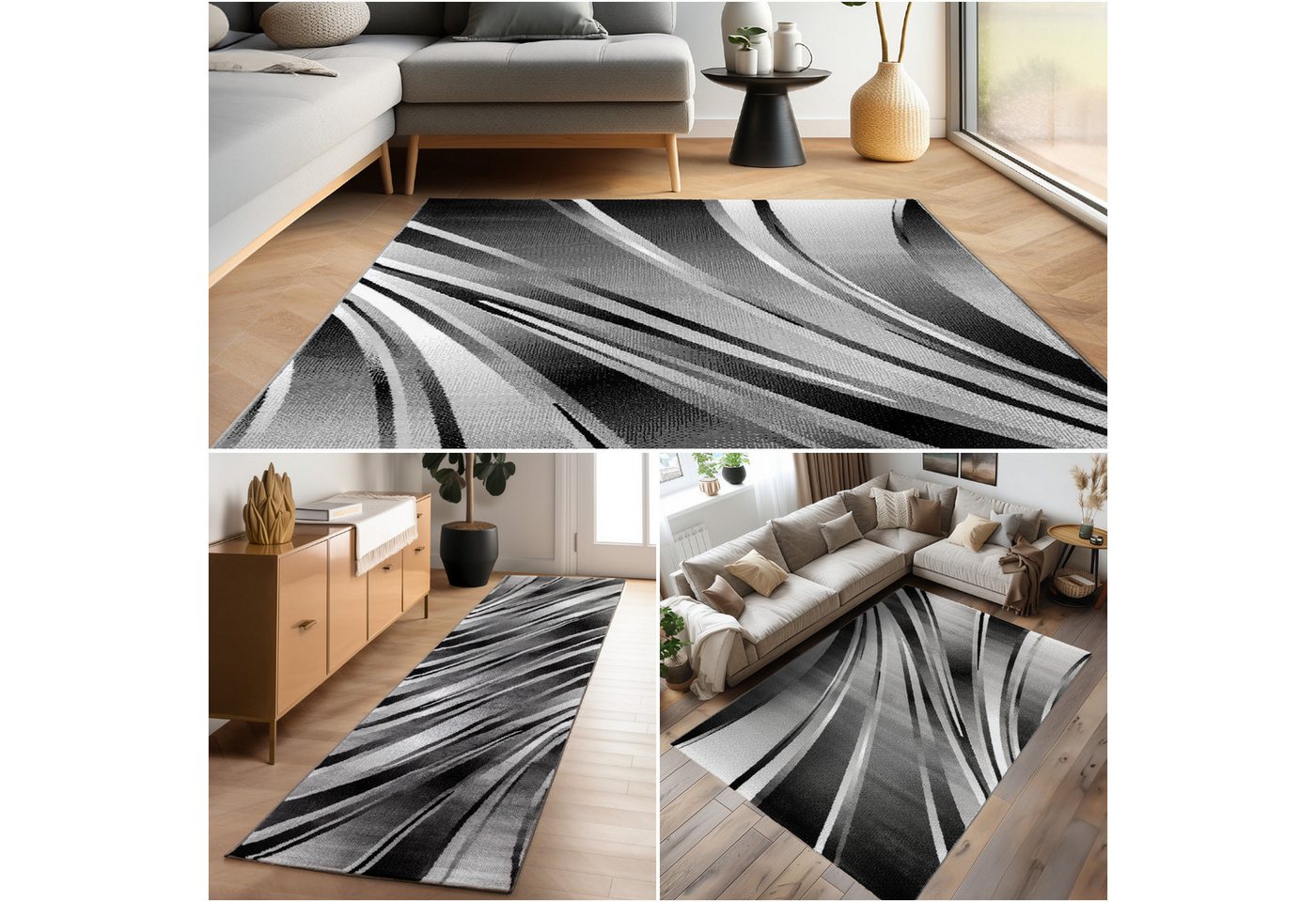 Carpettex Designteppich Abstrakt Wellen Design, Läufer, Höhe: 12 mm, Kurzflor Teppich Wohnzimmer Abstrakt Wellen Design versch. größe – Bild 5 von 5