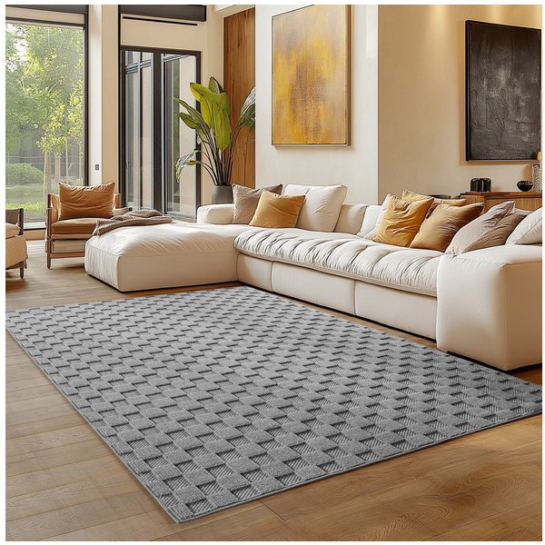 Carpettex Designteppich Einfarbig Boucle Loop, Rund, Höhe: 7 mm, Teppich Wohnzimmer, Schlafzimmer, Gästezimmer