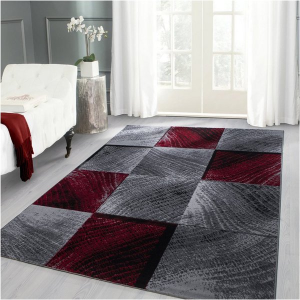 Carpettex Designteppich Kariert Design, Rechteckig, Höhe: 6 mm, Kurzflor Teppich Wohnzimmer Abstrakt Kariert Design Rot Pflegeleicht