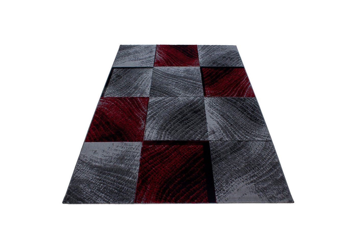 Carpettex Designteppich Kariert Design, Rechteckig, Höhe: 6 mm, Kurzflor Teppich Wohnzimmer Abstrakt Kariert Design Rot Pflegeleicht – Bild 2 von 5