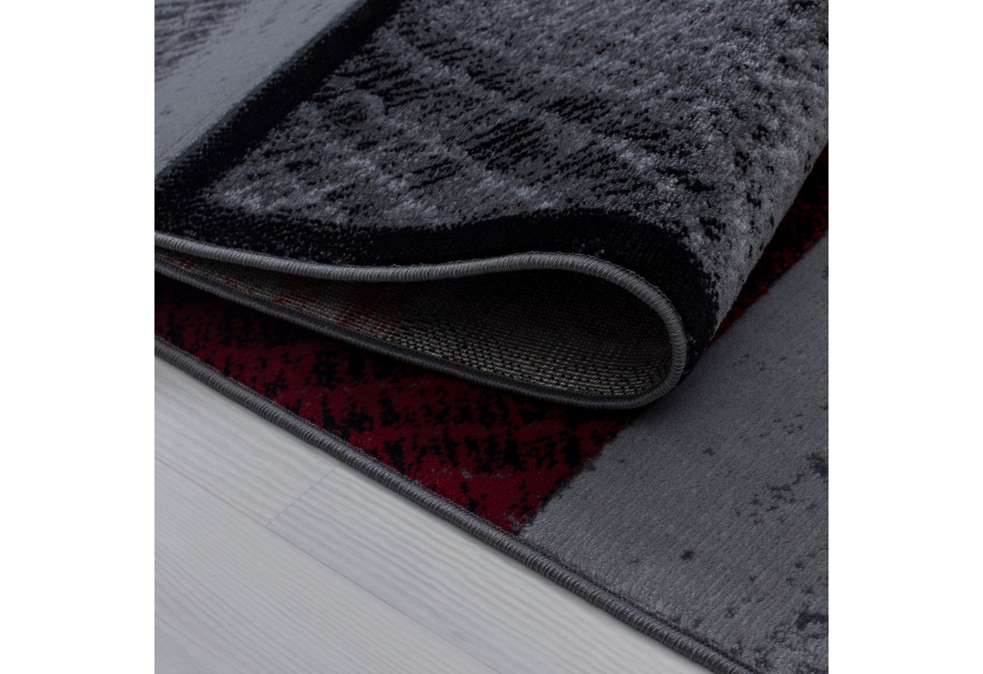 Carpettex Designteppich Kariert Design, Rechteckig, Höhe: 6 mm, Kurzflor Teppich Wohnzimmer Abstrakt Kariert Design Rot Pflegeleicht – Bild 4 von 5
