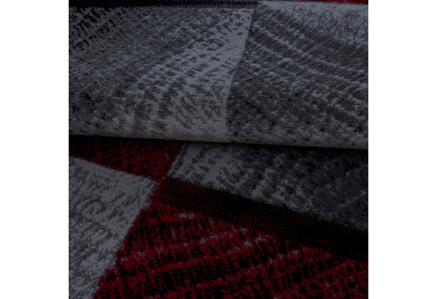 Carpettex Designteppich Kariert Design, Rechteckig, Höhe: 6 mm, Kurzflor Teppich Wohnzimmer Abstrakt Kariert Design Rot Pflegeleicht – Bild 5 von 5