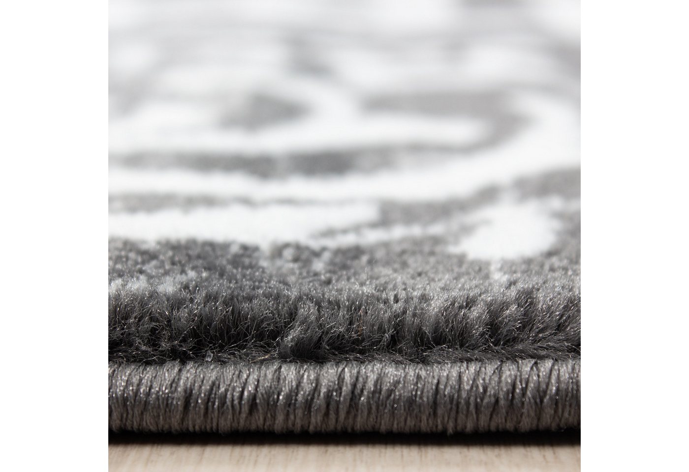 Carpettex Designteppich Mäander-Design, Läufer, Höhe: 12 mm, Modern Kurzflor Teppich Wohnzimmer Mäander-Design Grau Pflegeleicht – Bild 3 von 5