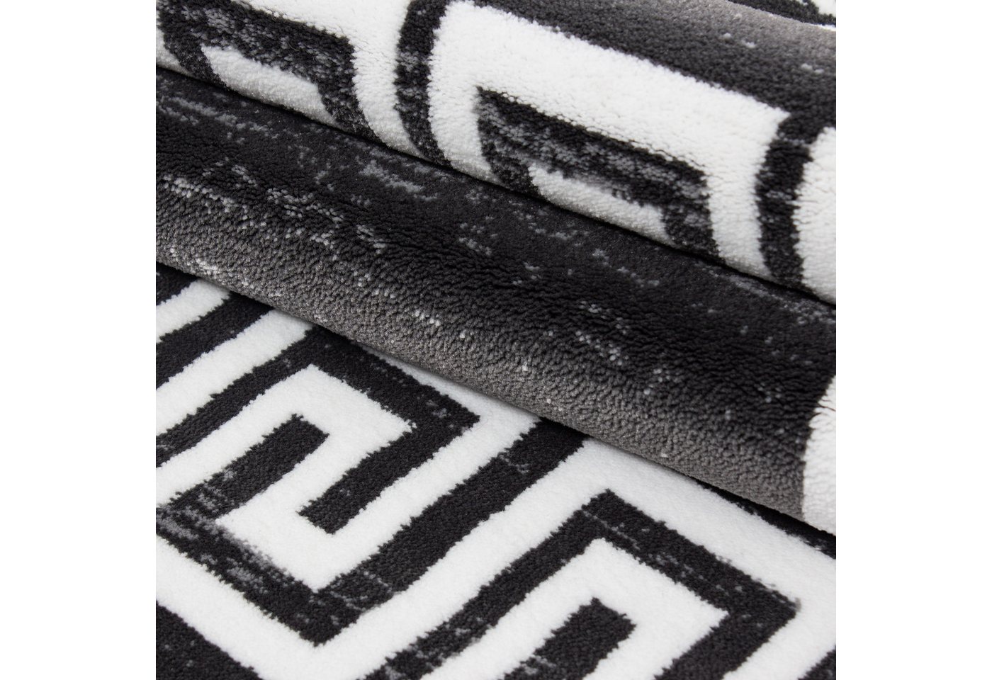 Carpettex Designteppich Mäander-Design, Läufer, Höhe: 12 mm, Modern Kurzflor Teppich Wohnzimmer Mäander-Design Grau Pflegeleicht – Bild 5 von 5