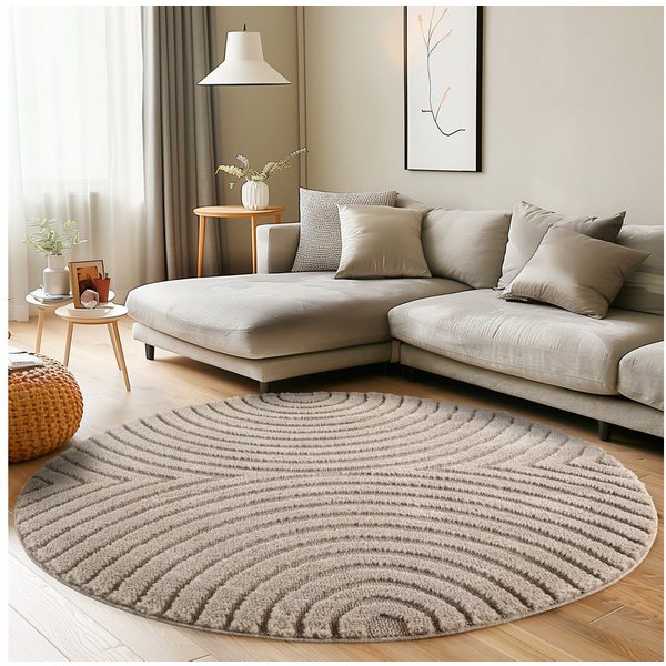 Carpettex Designteppich Skandinavischer Boho, Rund, Höhe: 8 mm, Teppich Wohnzimmer, Schlafzimmer, Gästezimmer