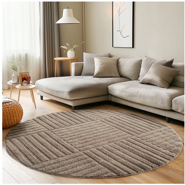 Carpettex Designteppich Skandinavischer Boho, Rund, Höhe: 8 mm, Teppich Wohnzimmer, Schlafzimmer, Gästezimmer