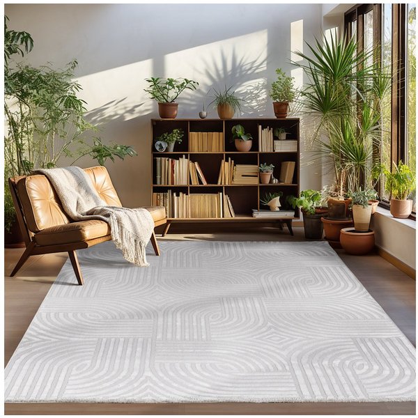 Carpettex Designteppich Skandinavisches Boho Muster, Rechteckig, Höhe: 12 mm, Teppich Wohnzimmer Boho Design Skandinavische Stil Natur Optik