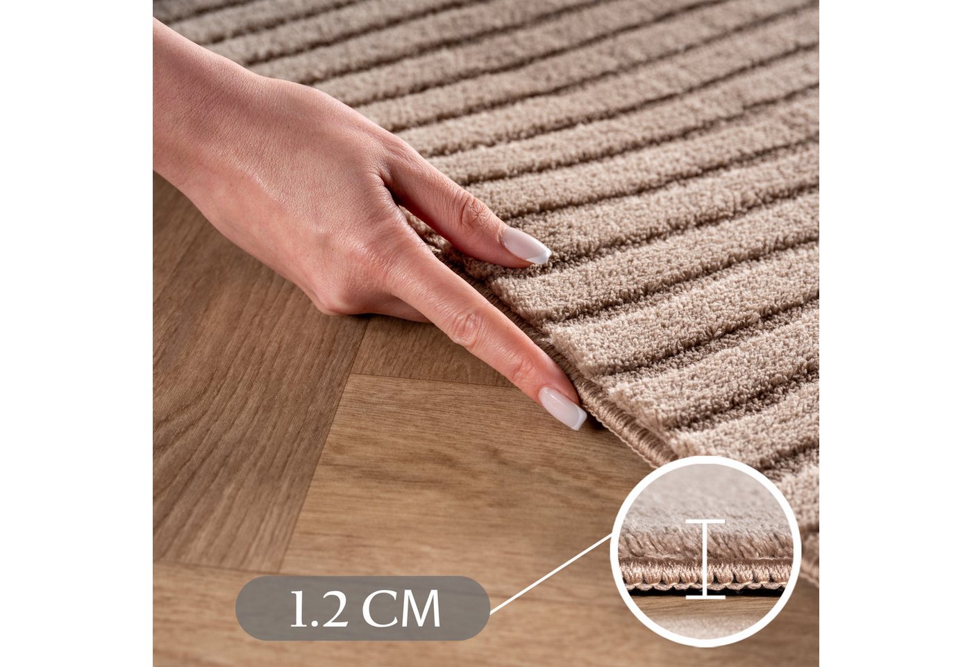 Carpettex Designteppich Unicolor - Einfarbig, Rechteckig, Höhe: 12 mm, Kurzflorteppich Skandinavische Design Anti-Rutsch Rückseite Waschbar – Bild 4 von 5