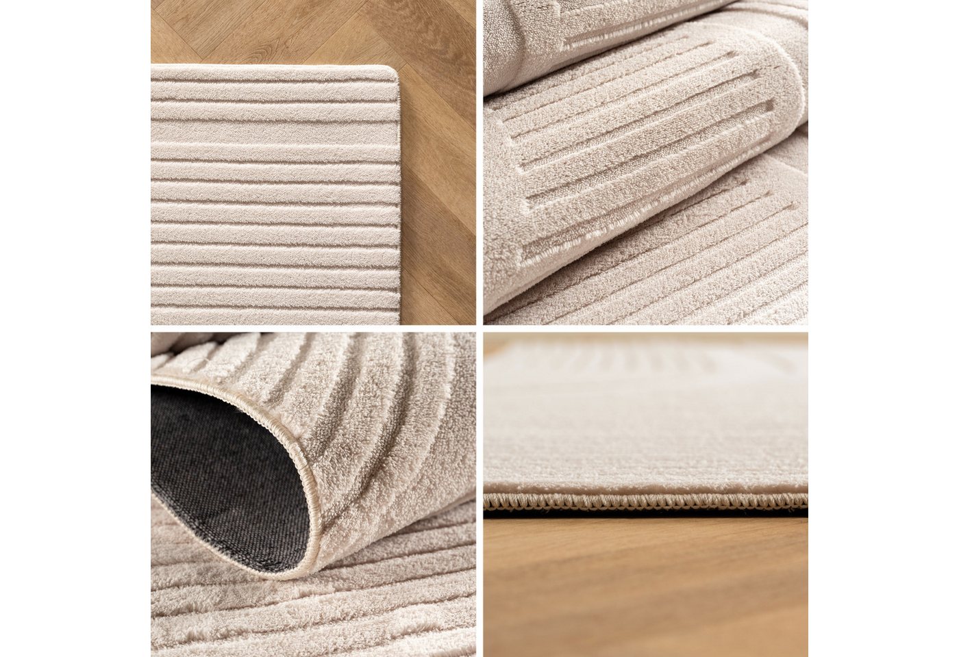 Carpettex Designteppich Unicolor - Einfarbig, Rechteckig, Höhe: 12 mm, Kurzflorteppich Skandinavische Design Anti-Rutsch Rückseite Waschbar – Bild 2 von 5