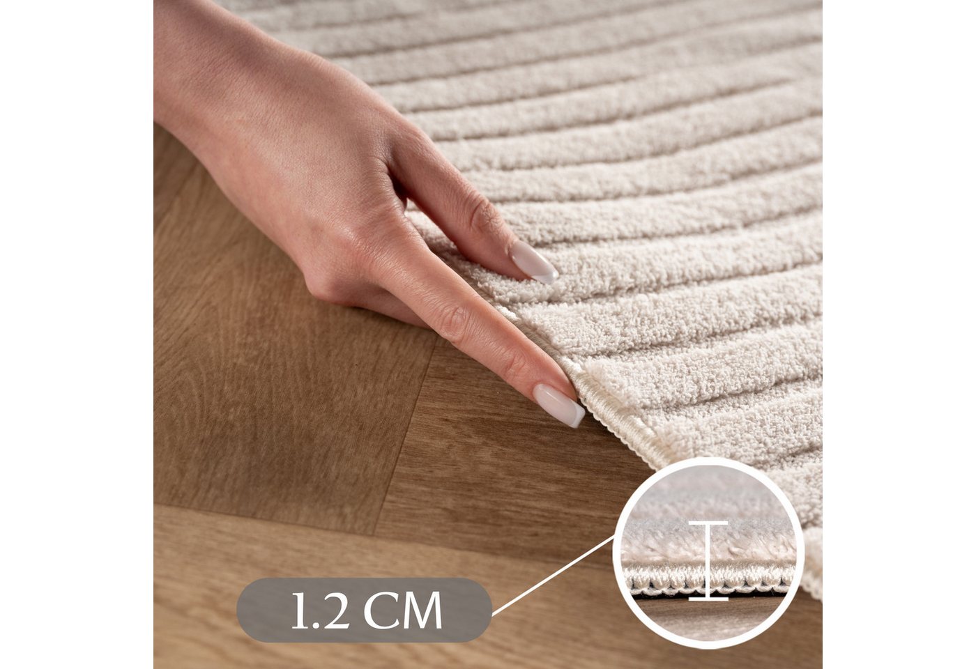 Carpettex Designteppich Unicolor - Einfarbig, Rechteckig, Höhe: 12 mm, Kurzflorteppich Skandinavische Design Anti-Rutsch Rückseite Waschbar – Bild 4 von 5