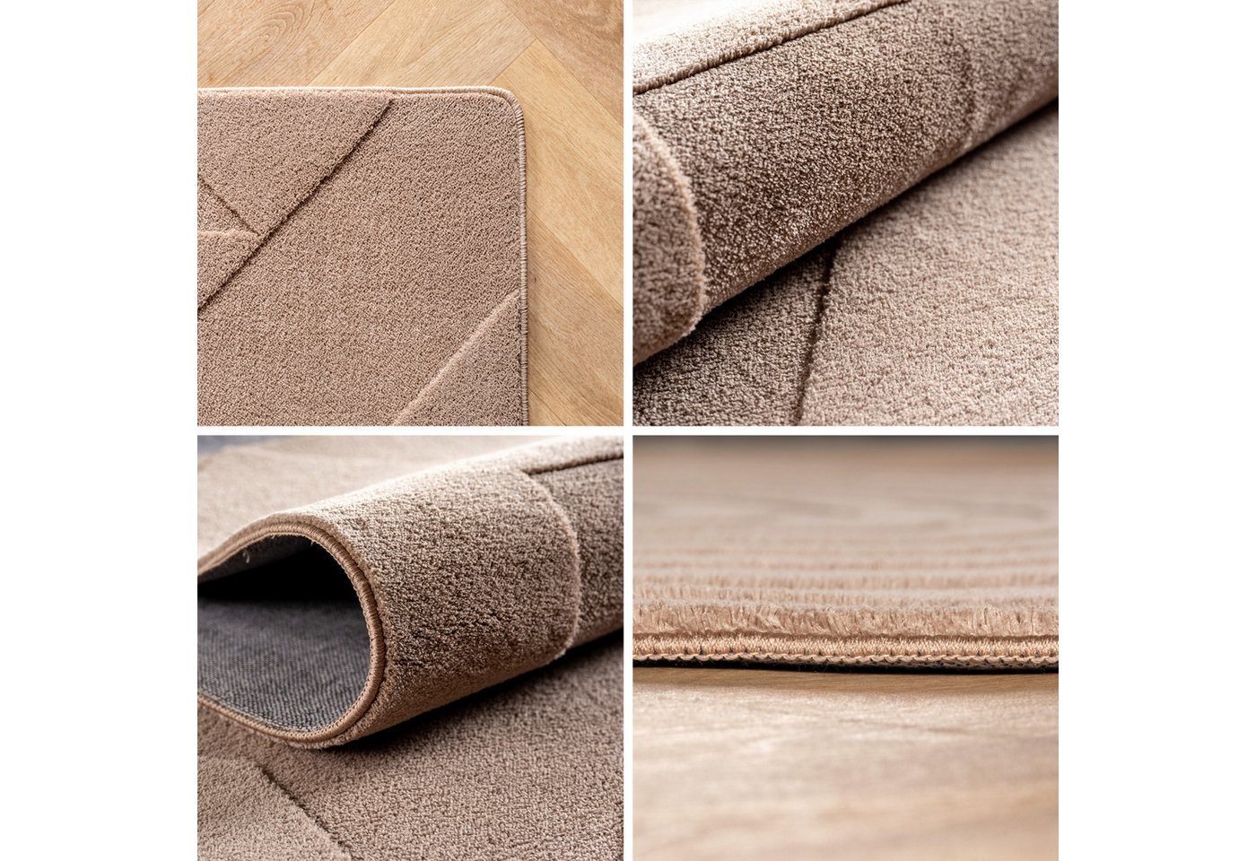 Carpettex Designteppich Unicolor - Einfarbig, Rechteckig, Höhe: 12 mm, Kurzflorteppich Skandinavische Design Anti-Rutsch Rückseite Waschbar – Bild 2 von 5