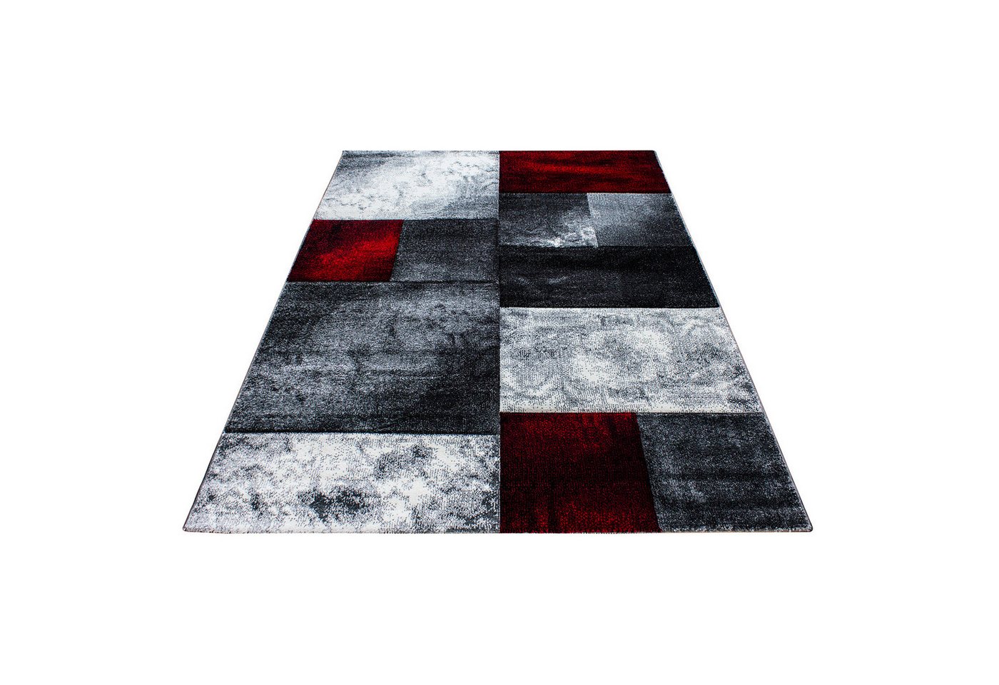 Carpettex Frisé-Teppich Kariert Design, Läufer, Höhe: 13 mm, Wohnzimmer Teppich Rot Kurzflor Konturenschnitt Kariert Design – Bild 2 von 4