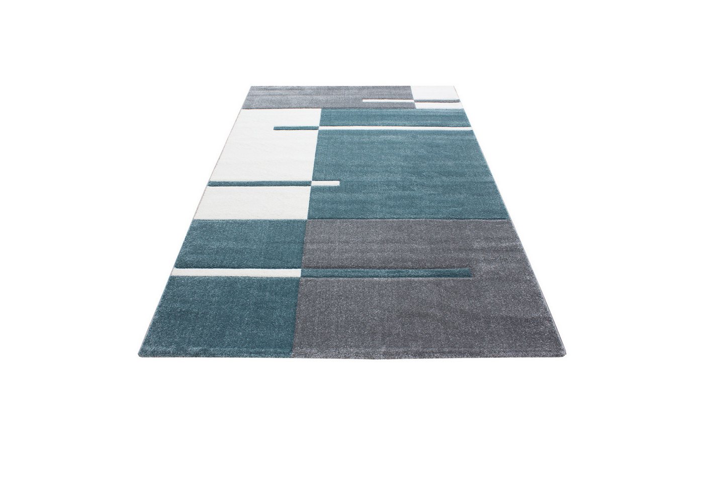 Carpettex Frisé-Teppich Kariert Design, Läufer, Höhe: 13 mm, Designer Wohnzimmer Teppich Kurzflor handgearbeiteter Konturenschnitt – Bild 2 von 5