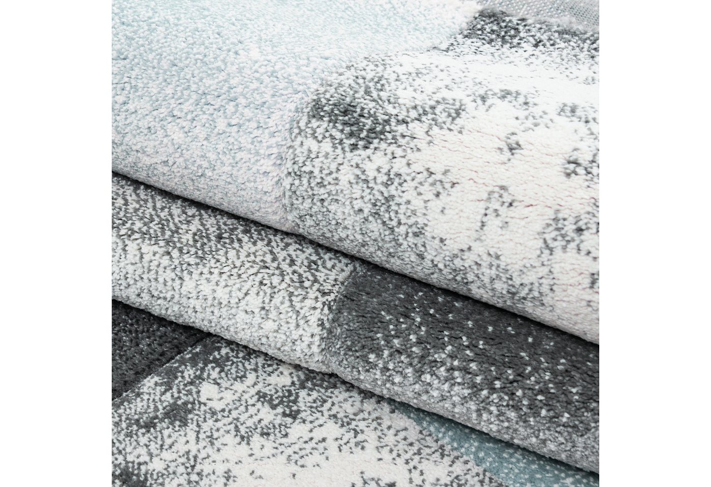 Carpettex Frisé-Teppich Kariert Design, Läufer, Höhe: 13 mm, Designer Wohnzimmer Teppich Kurzflor Konturenschnitt Kariert Design – Bild 5 von 5