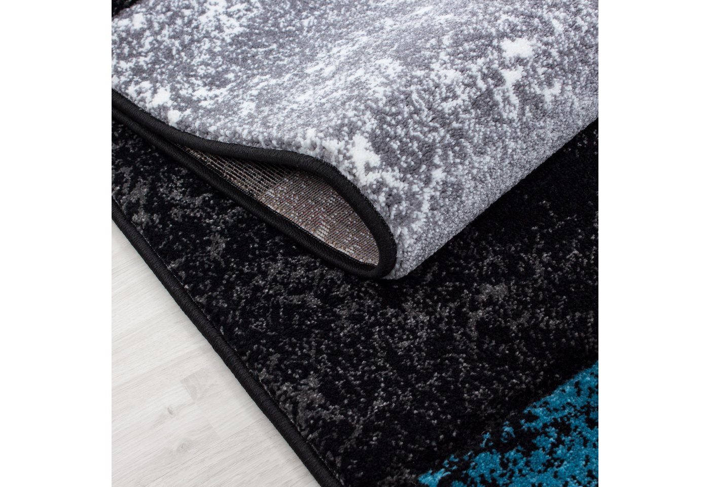 Carpettex Frisé-Teppich Kariert Design, Läufer, Höhe: 13 mm, Designer Wohnzimmer Teppich Kurzflor Konturenschnitt Kariert Design – Bild 4 von 5
