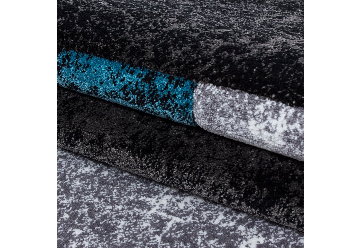 Carpettex Frisé-Teppich Kariert Design, Läufer, Höhe: 13 mm, Designer Wohnzimmer Teppich Kurzflor Konturenschnitt Kariert Design – Bild 5 von 5