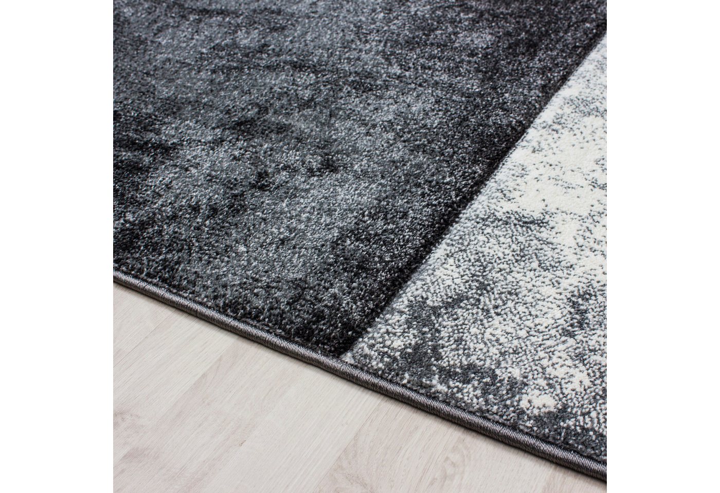 Carpettex Frisé-Teppich Kariert Design, Läufer, Höhe: 13 mm, Designer Wohnzimmer Teppich Kurzflor Konturenschnitt Kariert Design – Bild 3 von 4